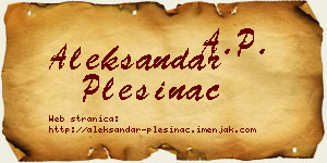 Aleksandar Plešinac vizit kartica